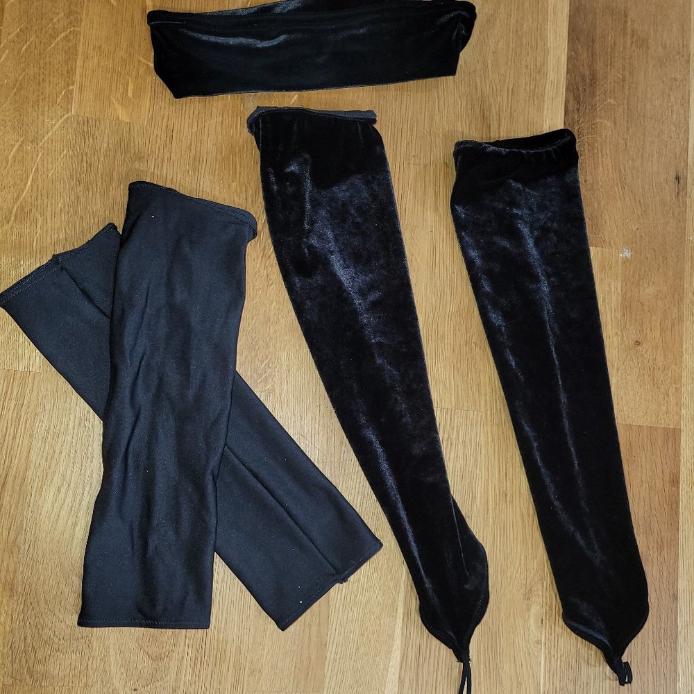 Velvet Guantlet Gloves & Headband- Extra Lycra Arm Bands